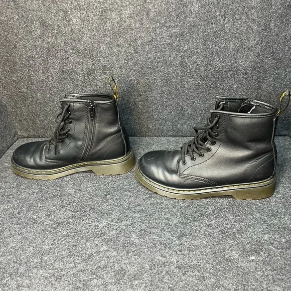 Dr. Martens Youth 1460J Combat Boots Black Leather Lace Up Side Zip Size 3 US - Picture 7 of 10